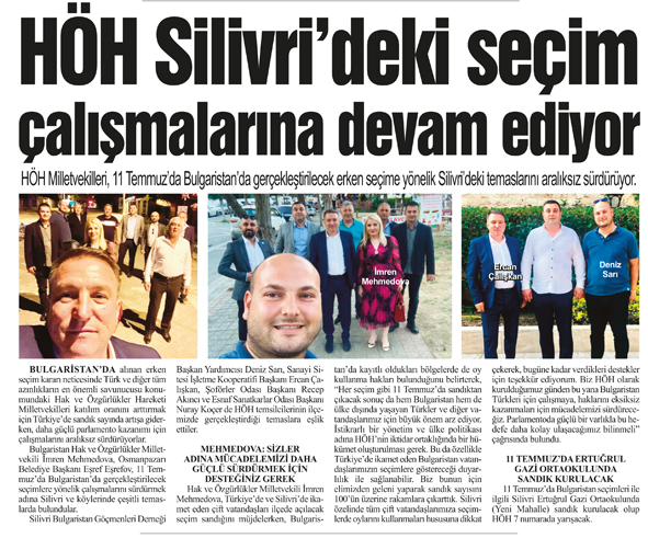 HÖH Silivri’deki seçim çalışmalarına devam ediyor