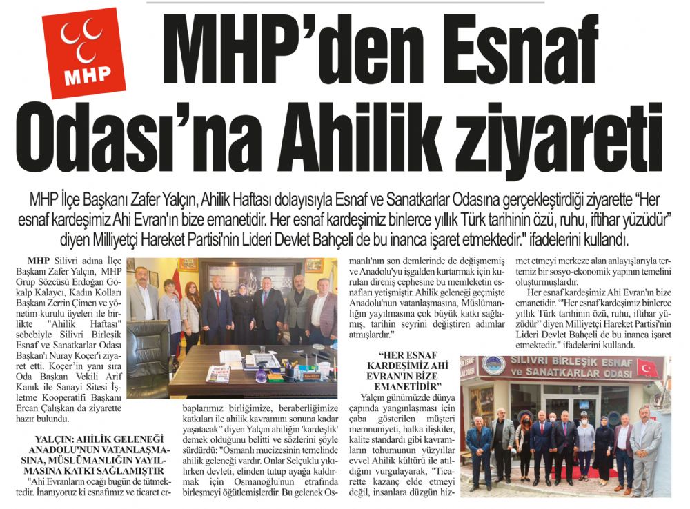 MHP’den Esnaf  Odası’na Ahilik ziyareti