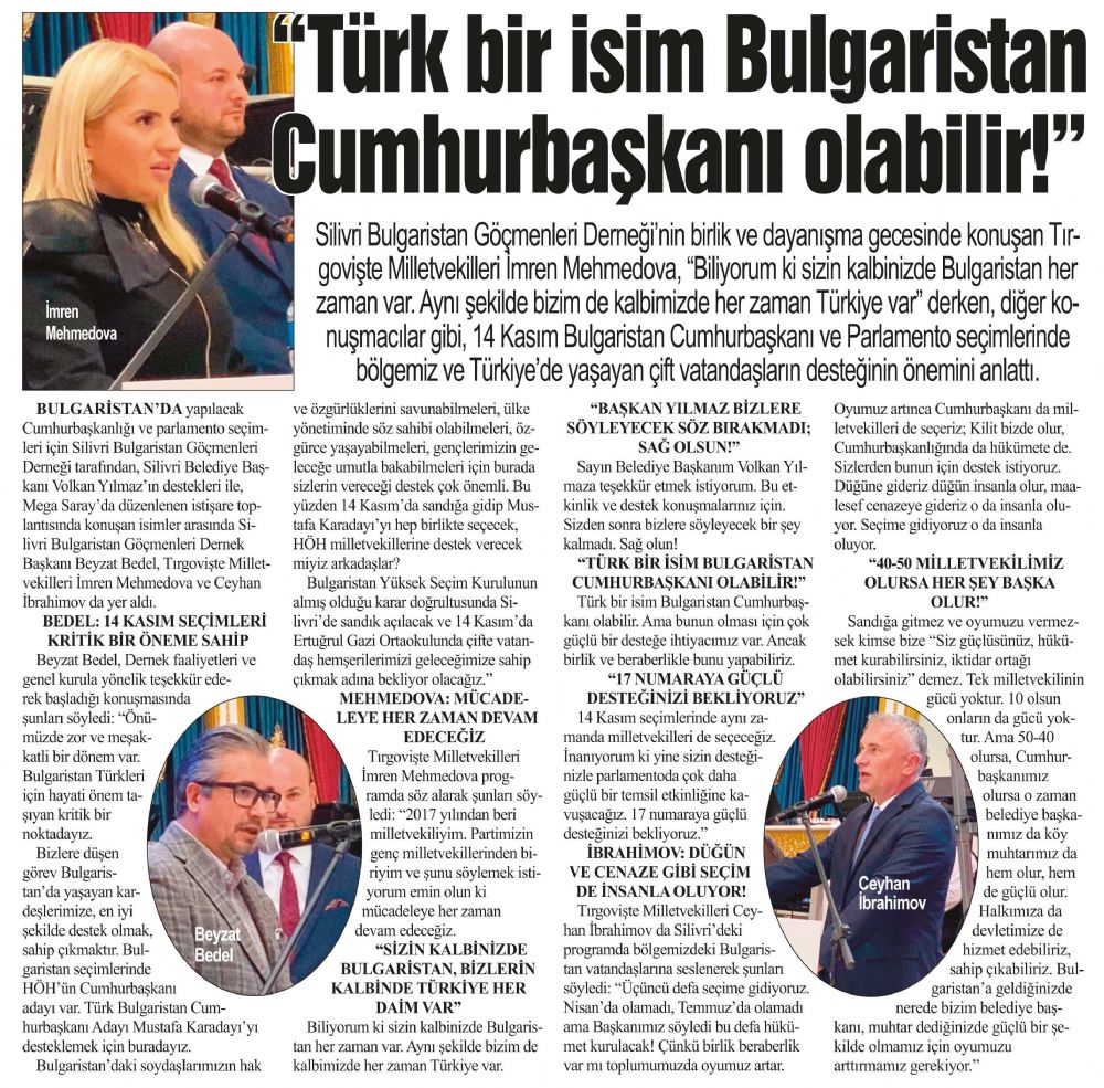 “Türk bir isim Bulgaristan Cumhurbaşkanı olabilir!”