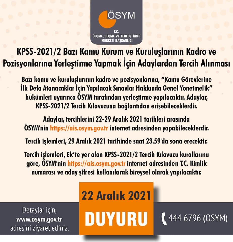 ÖSYM’den KPSS duyurusu