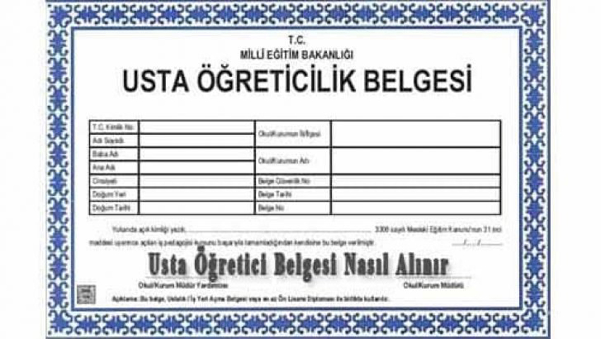 Usta Öğreticilik Belgesi kursu açılacak