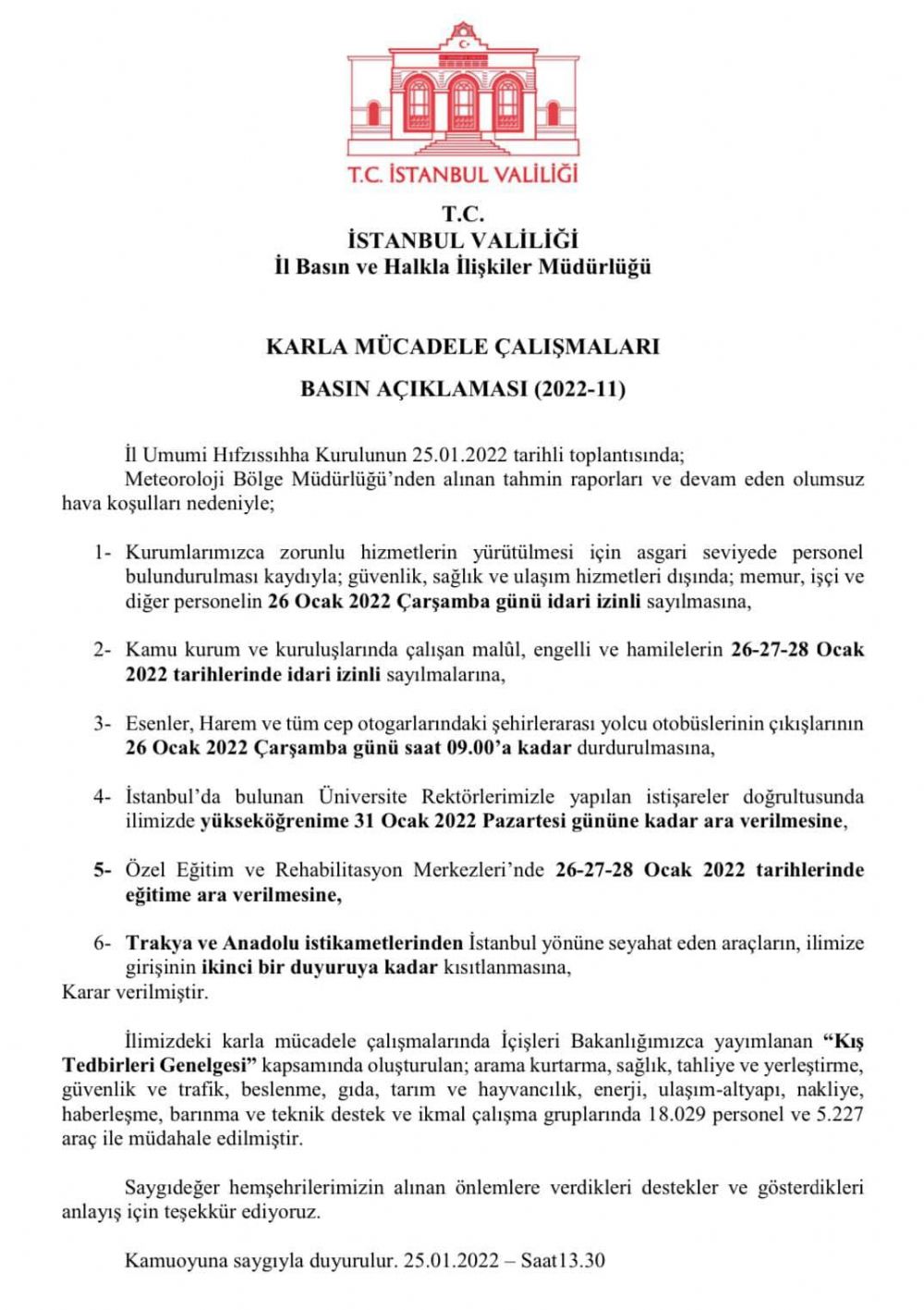 Valilik yeni tedbirleri açıkladı