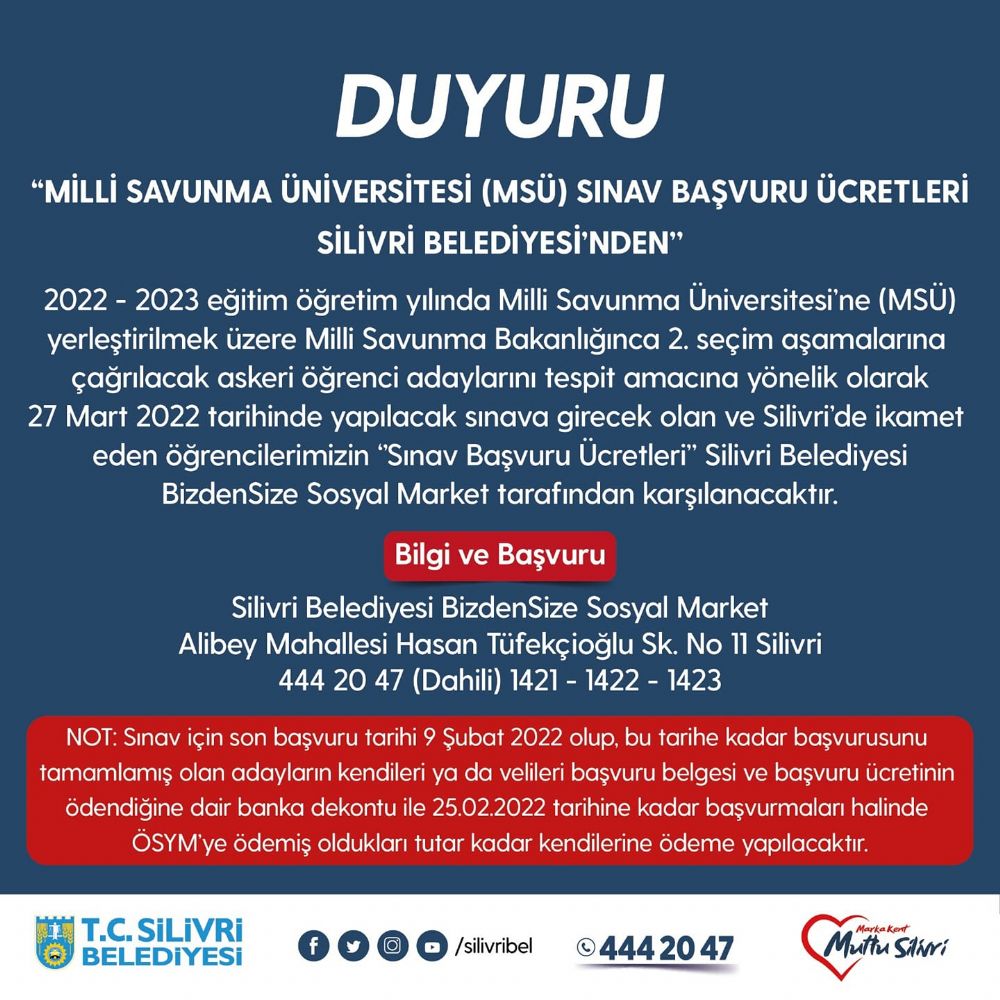 Silivri Belediyesi öğrencilerin sınav ücretini karşılayacak