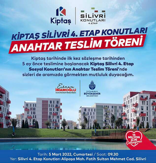 Silivri 4. Etap KİPTAŞ Konutları Anahtar Teslimi