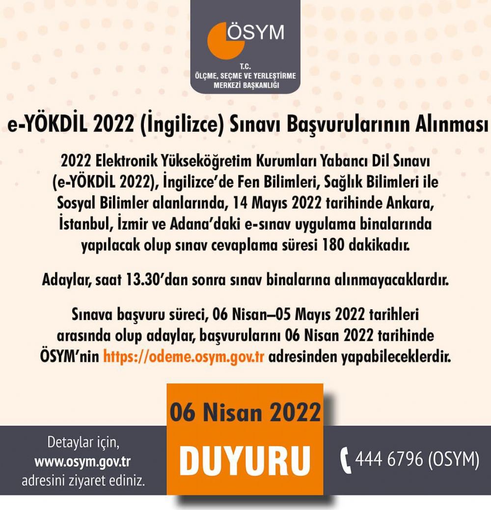 YÖKDİL İngilizce başvuruları başladı