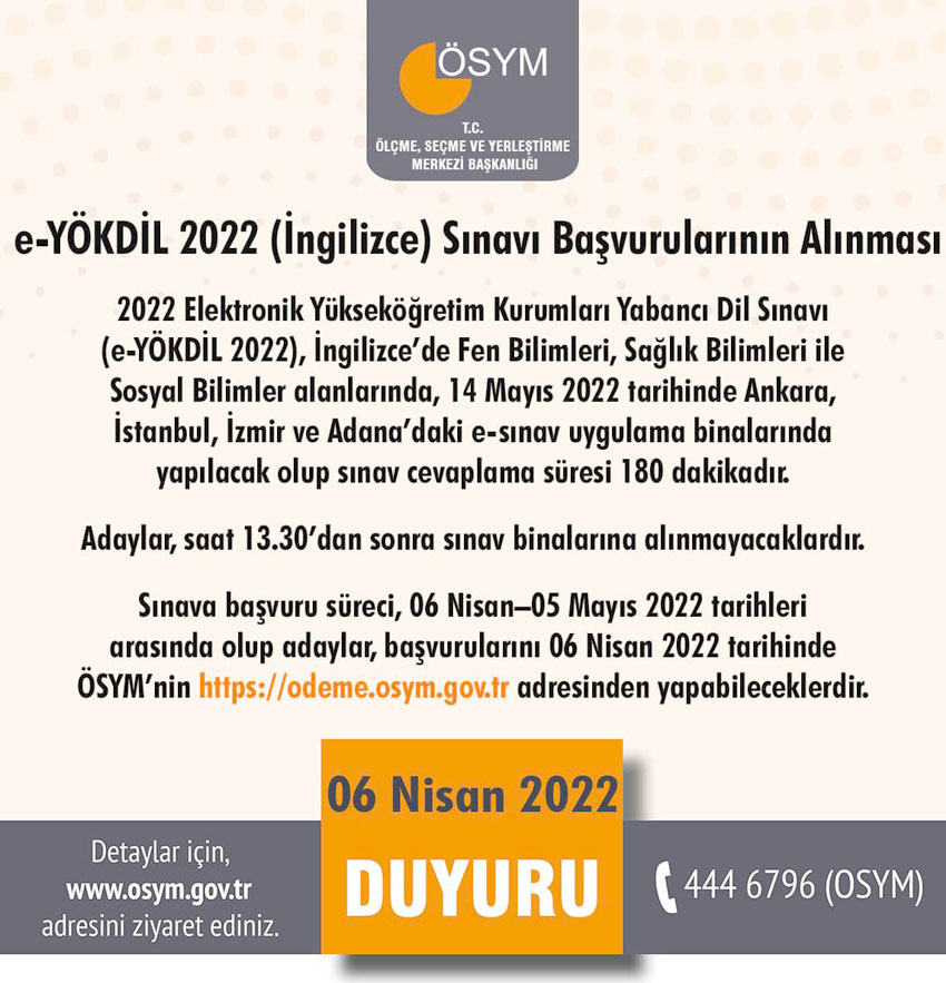 YÖKDİL İngilizce başvuruları başladı