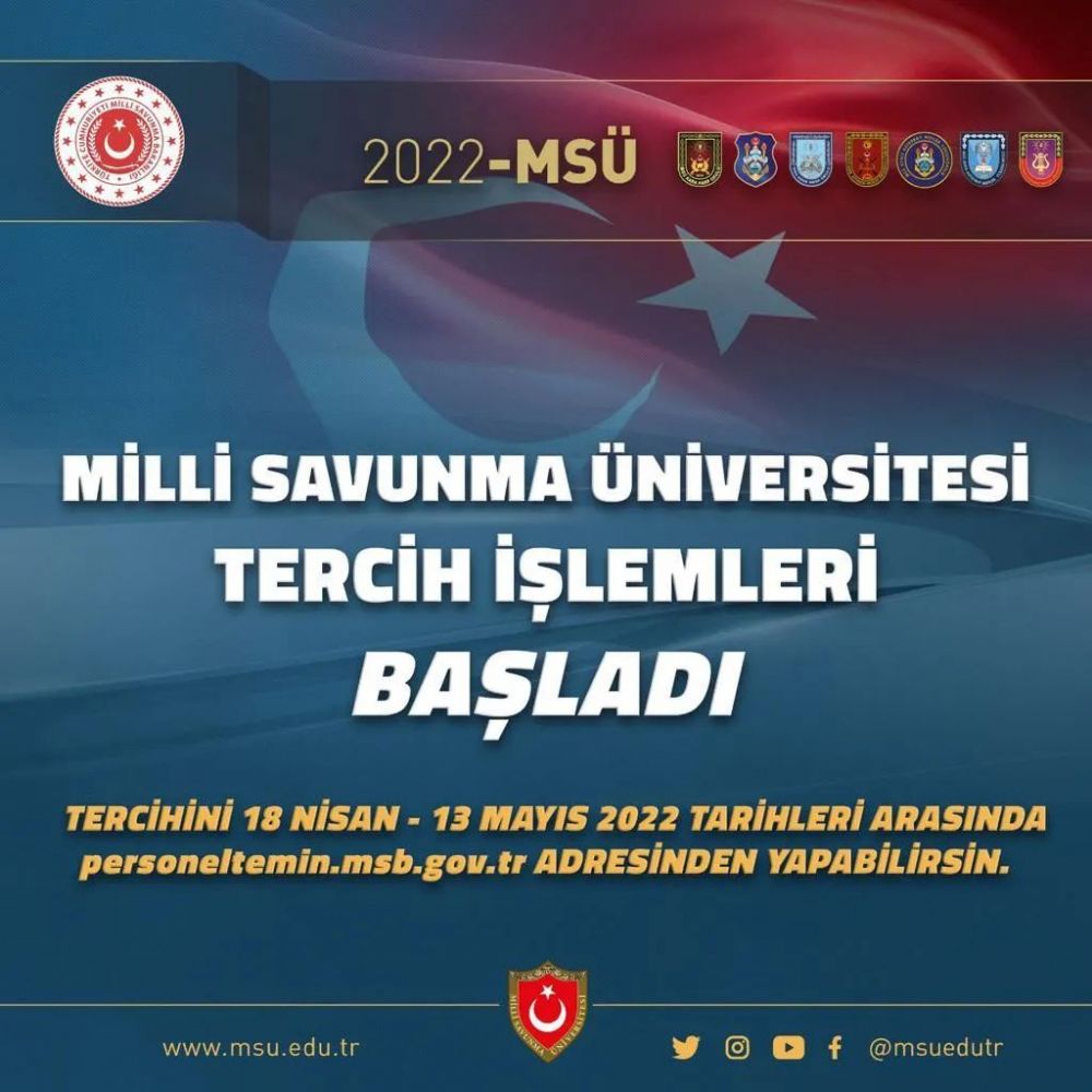 Milli Savunma Üniversitesi tercih işlemleri başladı