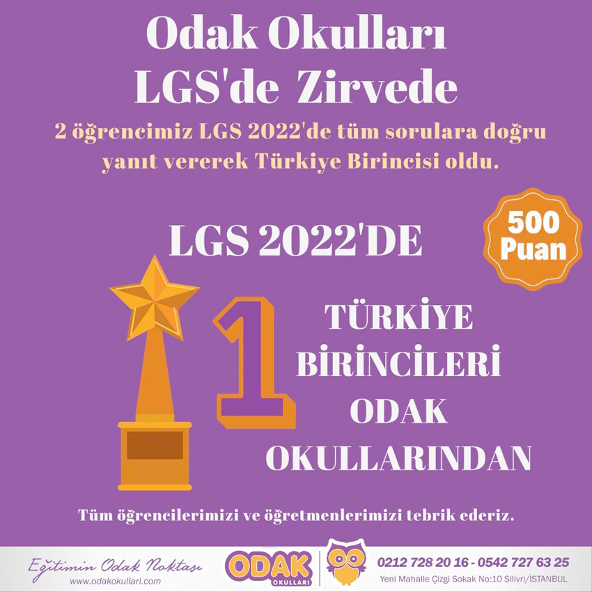 Türkiye birincileri Odak Okulları’ndan