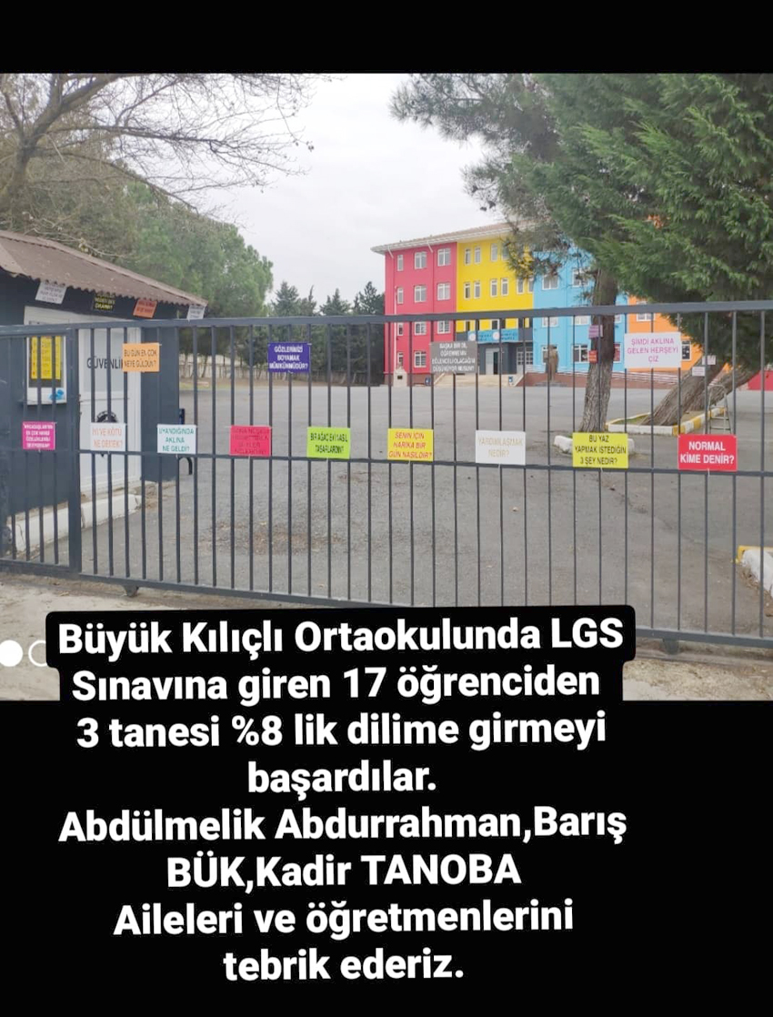 Büyük Kılıçlı Ortaokulu öğrencilerinden LGS başarısı