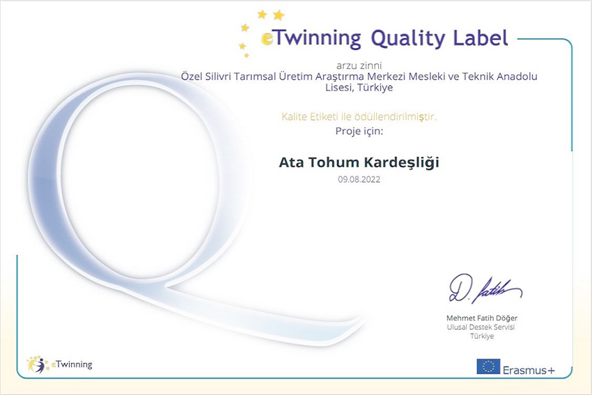 TÜRAM Lisesine eTwinning Ulusal Kalite Ödülü