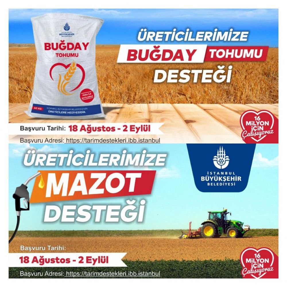 İBB’den mazot ve ekmeklik buğday desteği