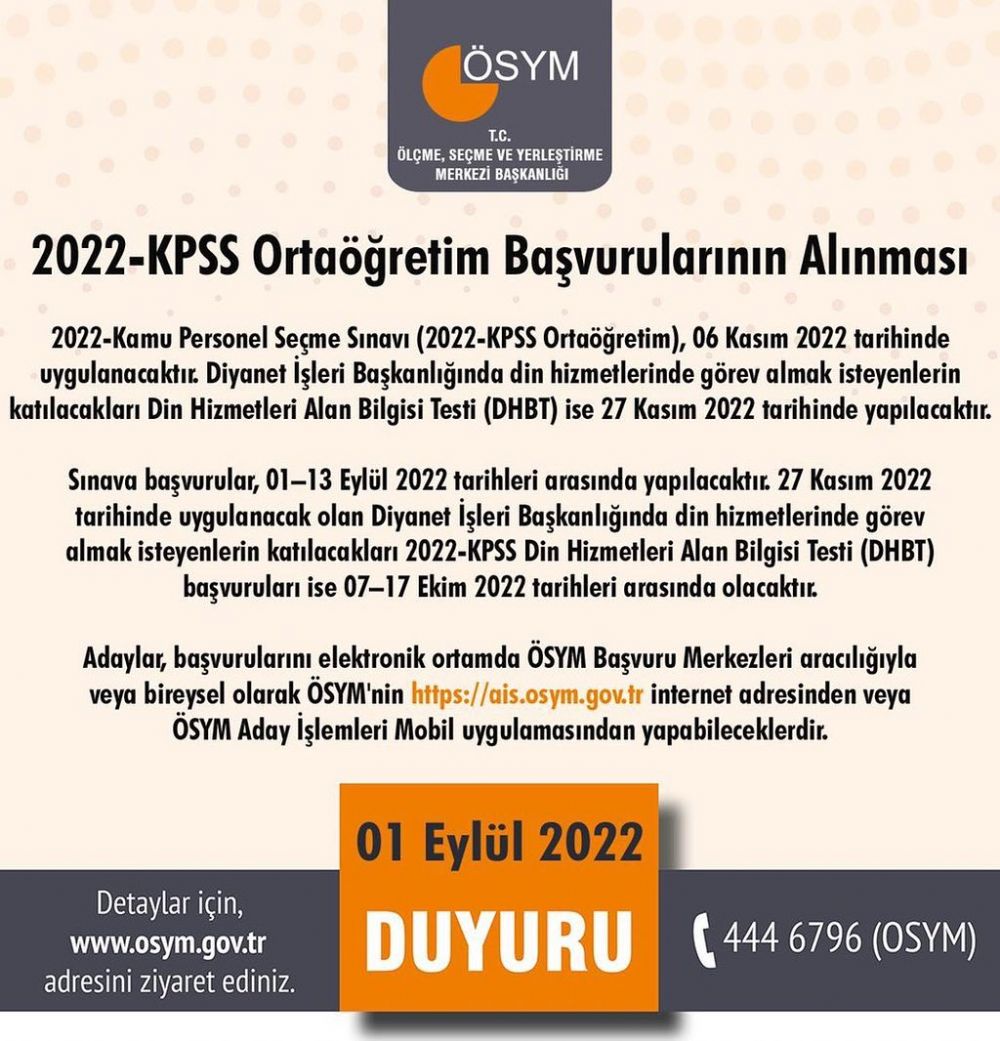 2022-KPSS Ortaöğretim başvuruları başladı