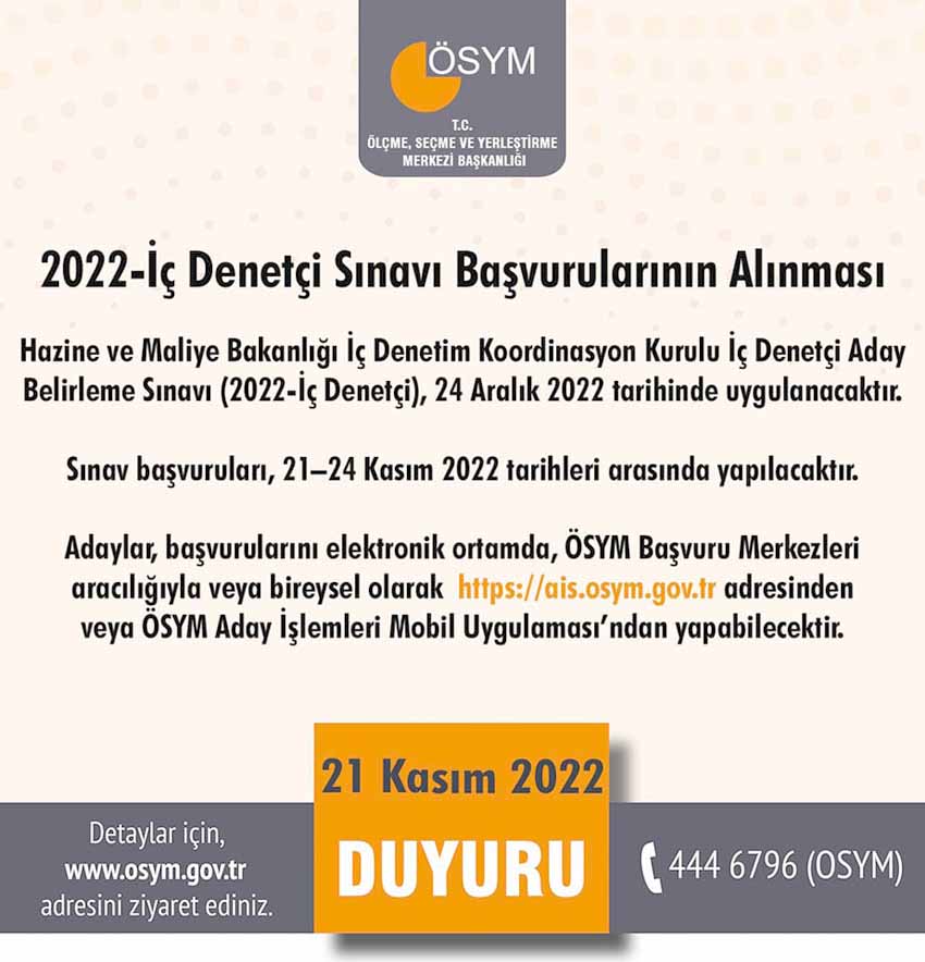 2022-İç Denetçi Sınavı başvuruları başladı.