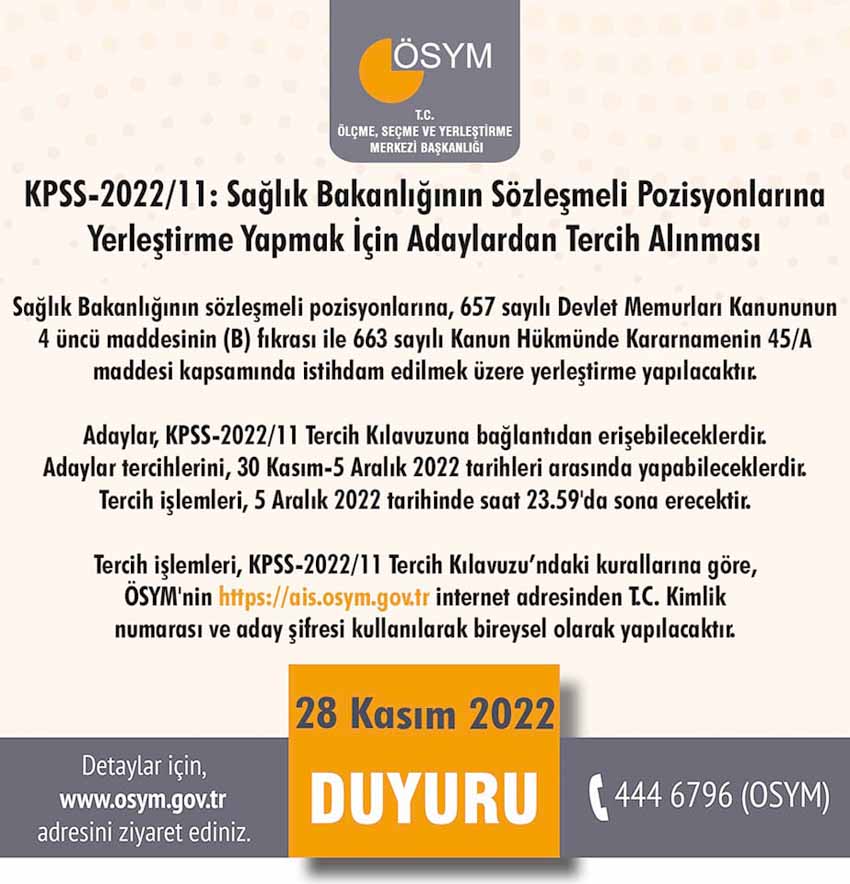 Sağlık Bakanlığına sözleşmeli personel