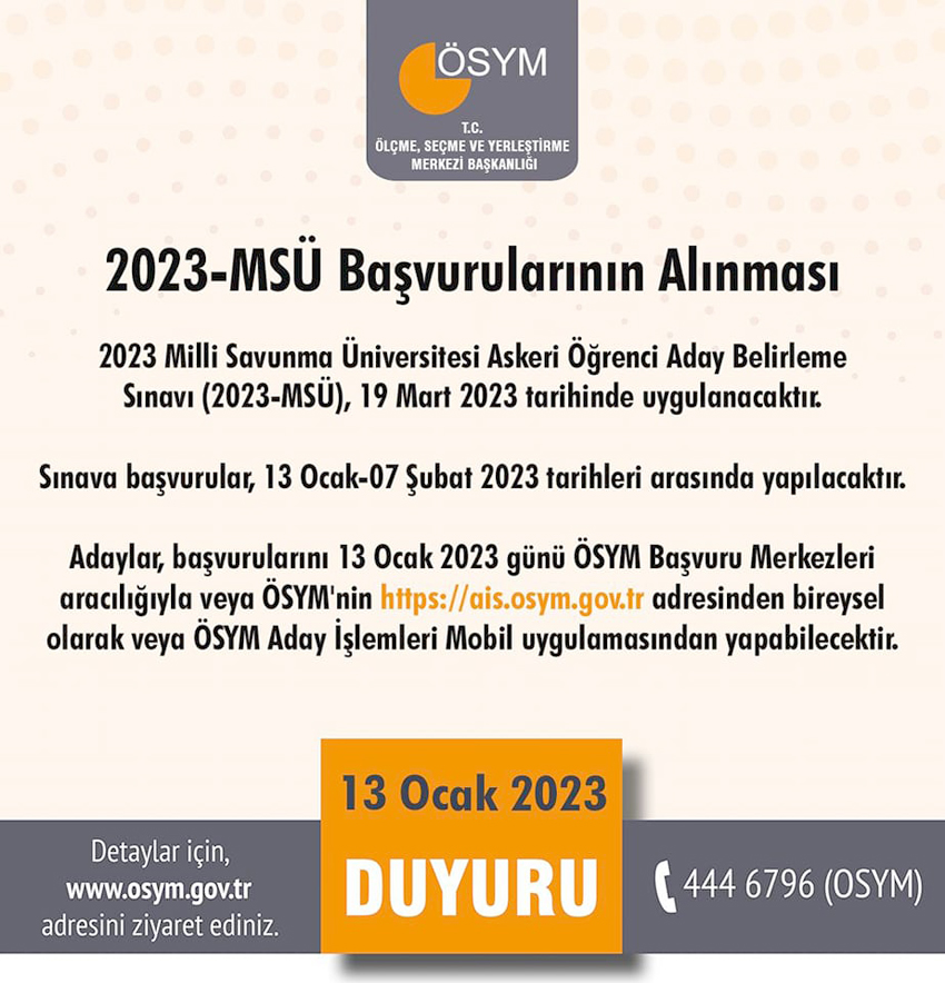MSÜ başvuru işlemleri başladı