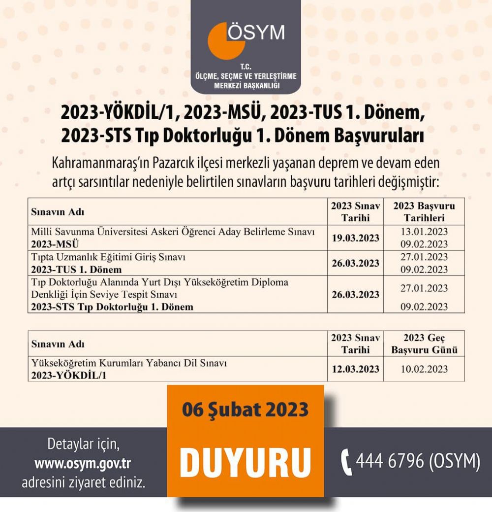 ÖSYM’den duyuru