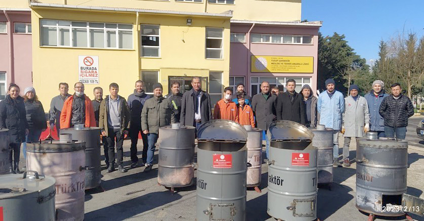 Üretilen sobalar deprem bölgesine doğru yola çıktı