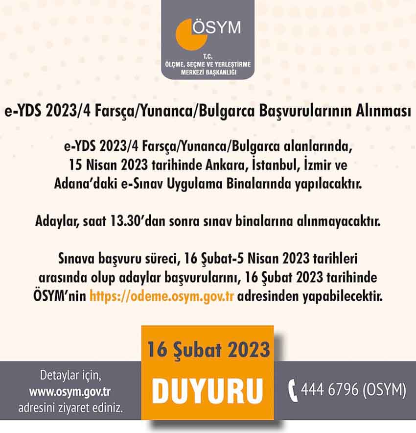 Farsça, Yunanca, Bulgarca başvuruları başladı