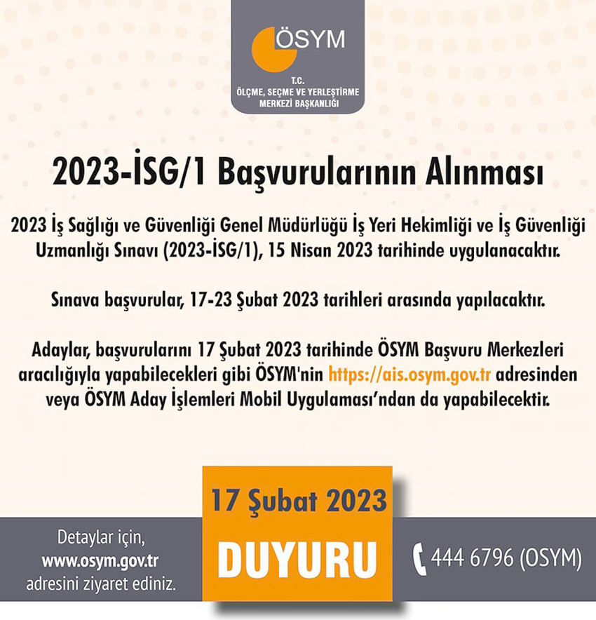 İSG sınav başvuru işlemleri 23 Şubat’ta son bulacak