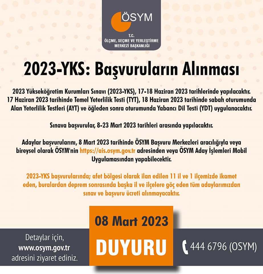 YKS başvuru işlemleri başladı