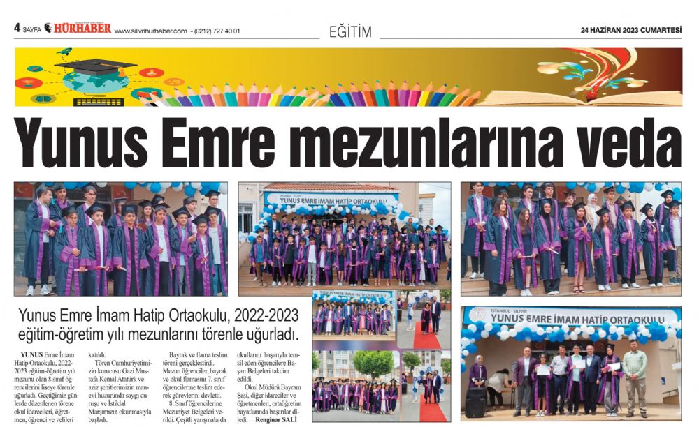 Yunus Emre mezunlarına veda