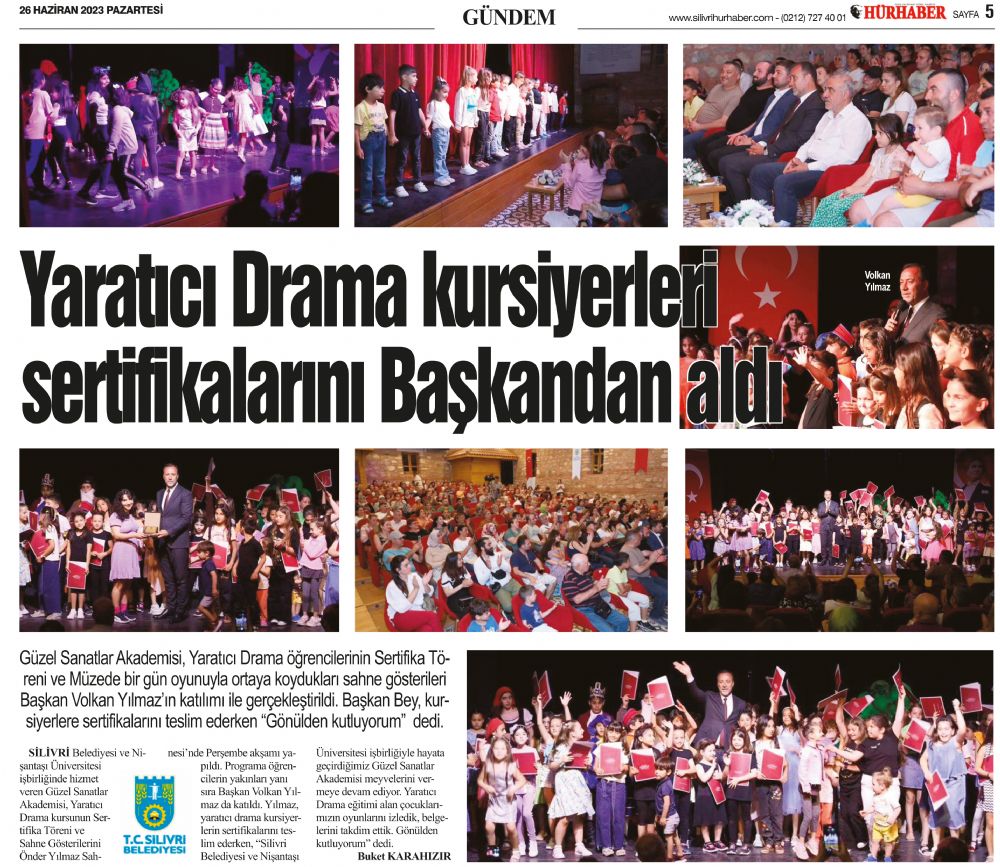 Yaratıcı Drama kursiyerleri sertifikalarını Başkandan aldı
