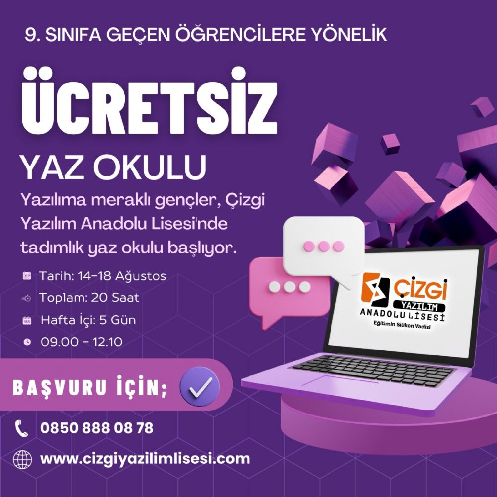 Çizgi Yazılım Lisesi’nden Ücretsiz Yaz Okulu