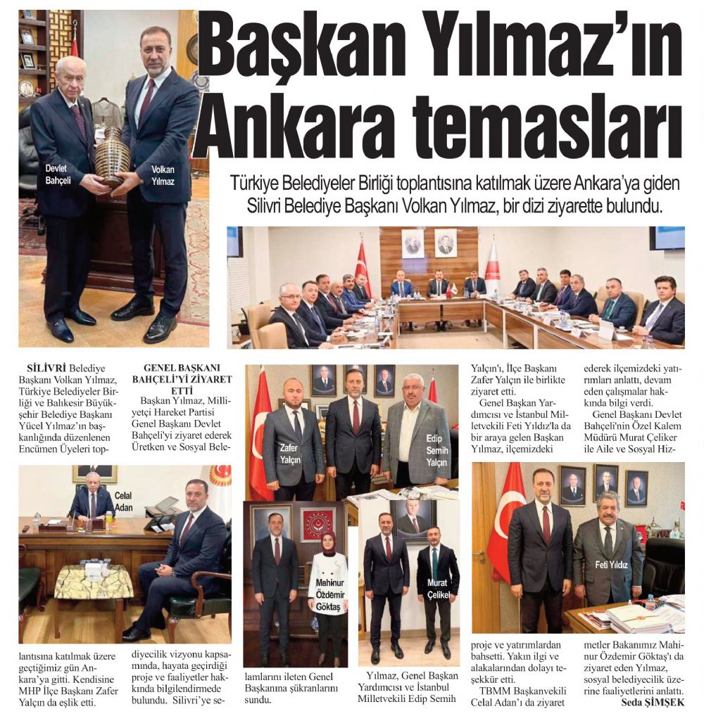 Başkan Yılmaz’ın Ankara temasları