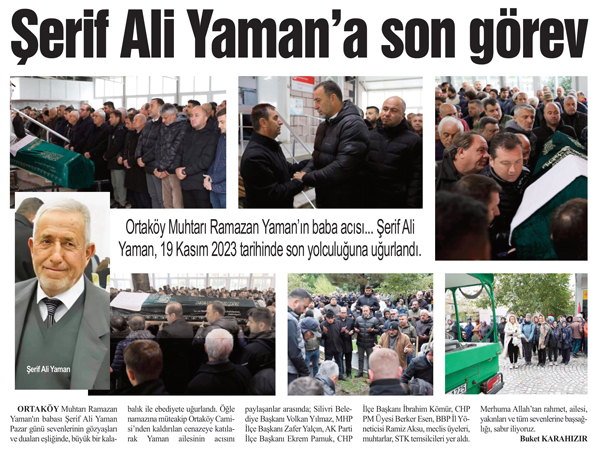 Şerif Ali Yaman’a son görev