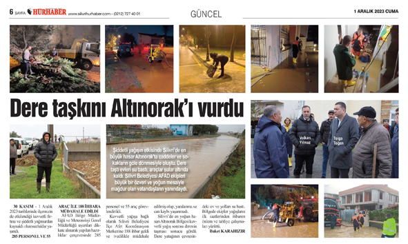 Dere taşkını Altınorak’ı vurdu