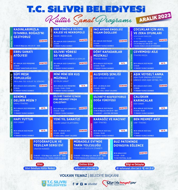 Aralık Ayı Kültür Sanat programı belli oldu