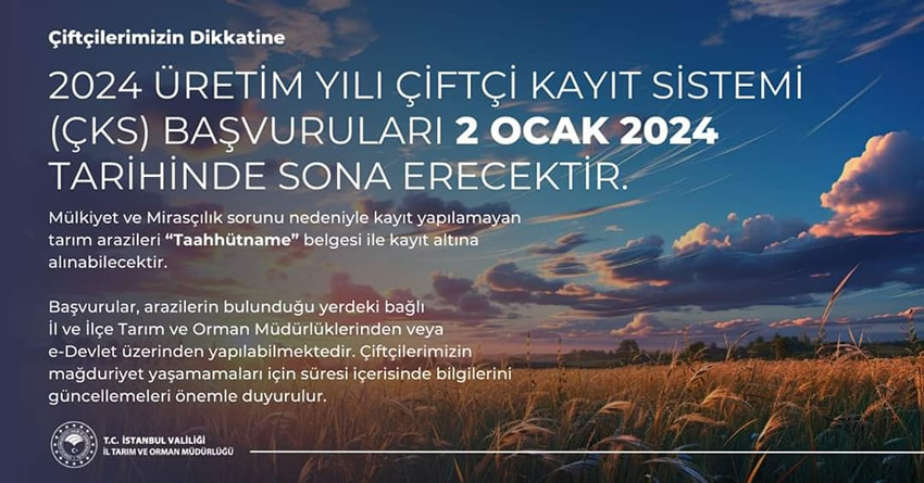 ÇKS başvuruları 2 Ocak’ta sona erecek
