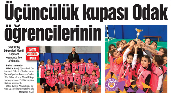 Üçüncülük kupası Odak öğrencilerinin