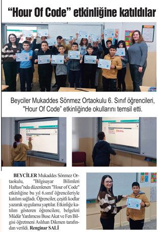 “Hour Of Code” etkinliğine katıldılar