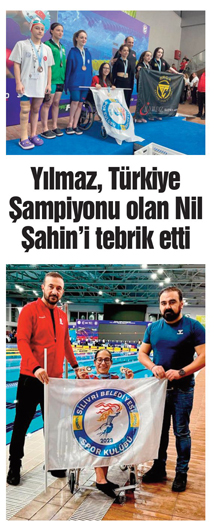 Yılmaz, Türkiye Şampiyonu olan Nil Şahin’i tebrik etti
