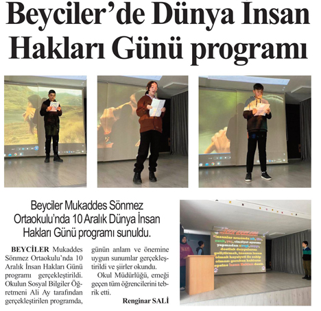 Beyciler’de Dünya İnsan Hakları Günü programı