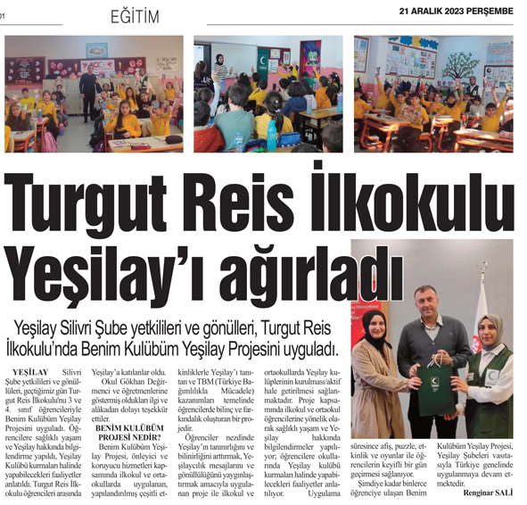 Turgut Reis İlkokulu Yeşilay’ı ağırladı