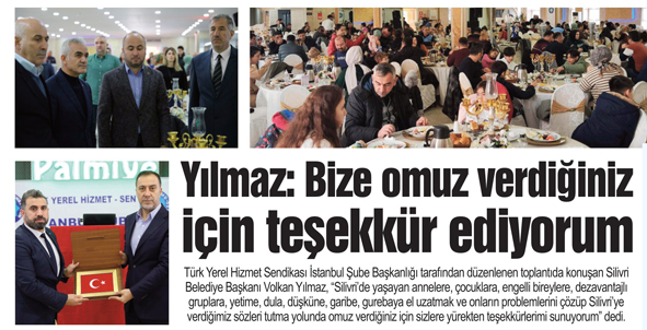 Başkan Yılmaz: Bize omuz verdiğiniz için teşekkür ediyorum