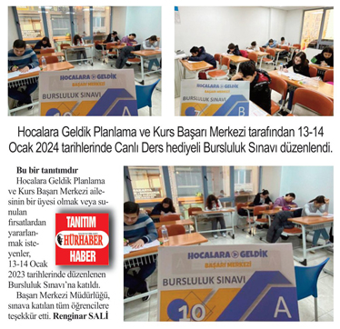 Hocalara Geldik Merkezi, Bursluluk Sınavı’nı tamamladı