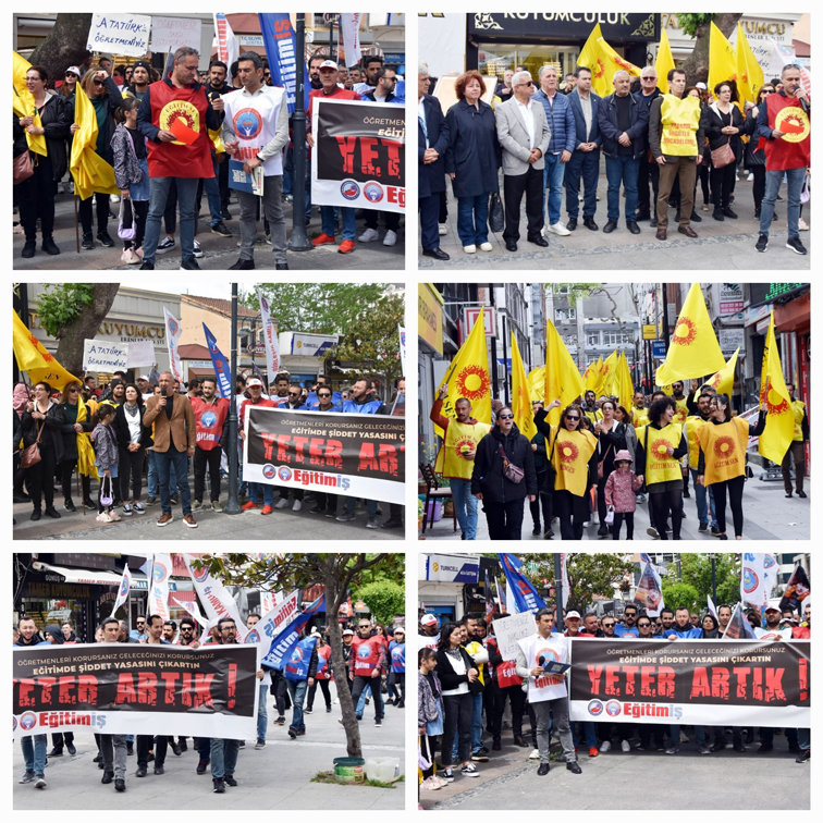 Eğitimciler bir araya gelerek şiddeti protesto etti