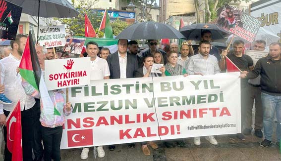 Silivri’de vatandaşlar Filistin için yürüdü