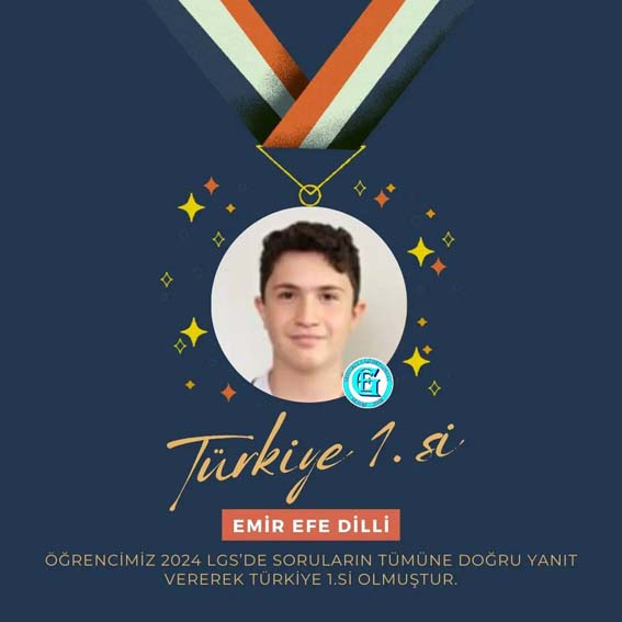 Ertuğrul Gazi öğrencisi Emir Efe Dilli LGS Türkiye 1’incisi