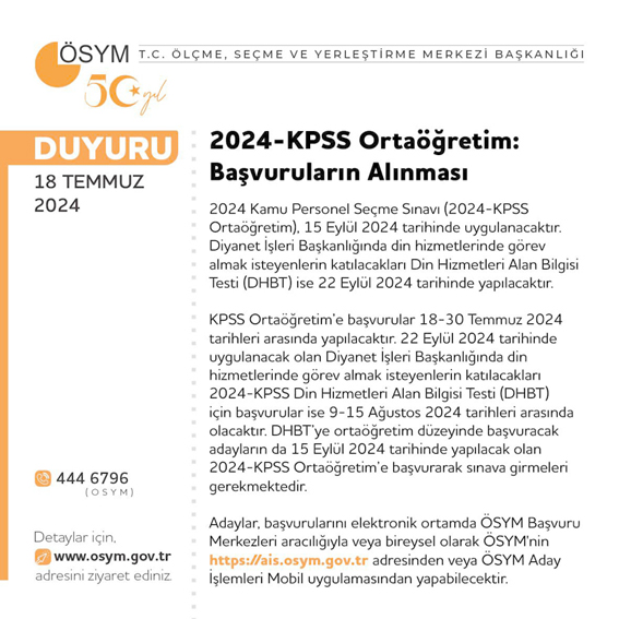 Kamu Personel Seçme Sınavı duyurusu